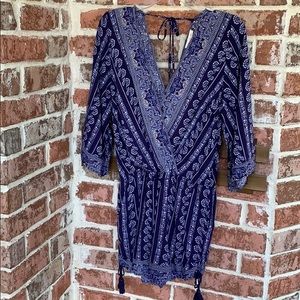 Skies are Blue Navy Floral Romper